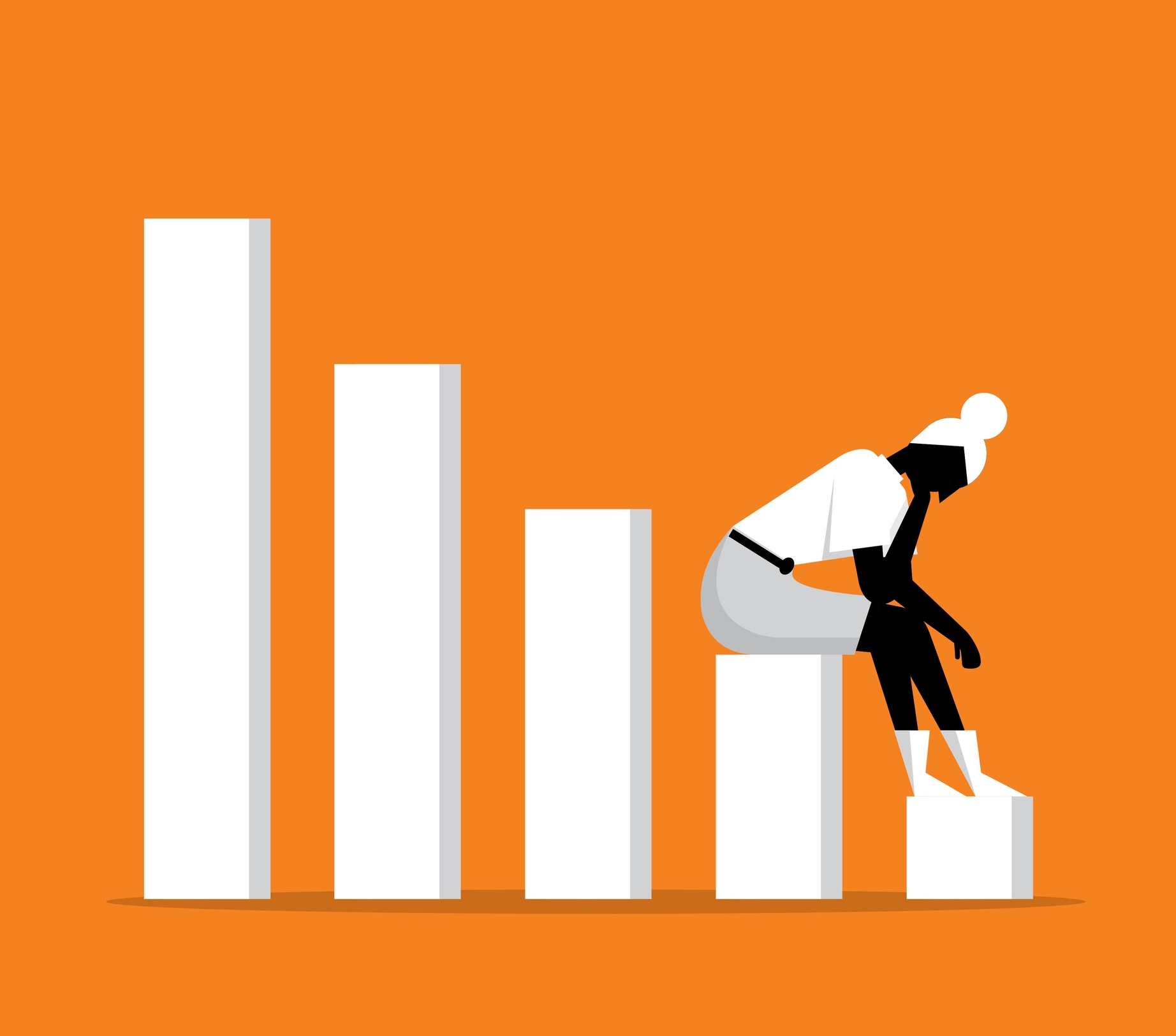 Person riding a scooter up white bar like steps against an orange background illustrating progress or ascent Visie en missie formuleren de methode fouten  stappenplan Visie en missie formuleren die écht werkt Ontdek waarom 9 van de 10 trajecten stranden plus het 4 stappen stappenplan dat wél resultaat geeft